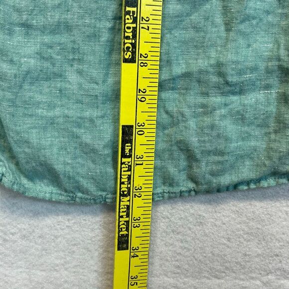 TAHARI Women’s Linen Button Front Tunic Top 2X Teal Green Long Sleeve Blouse - Picture 8 of 13